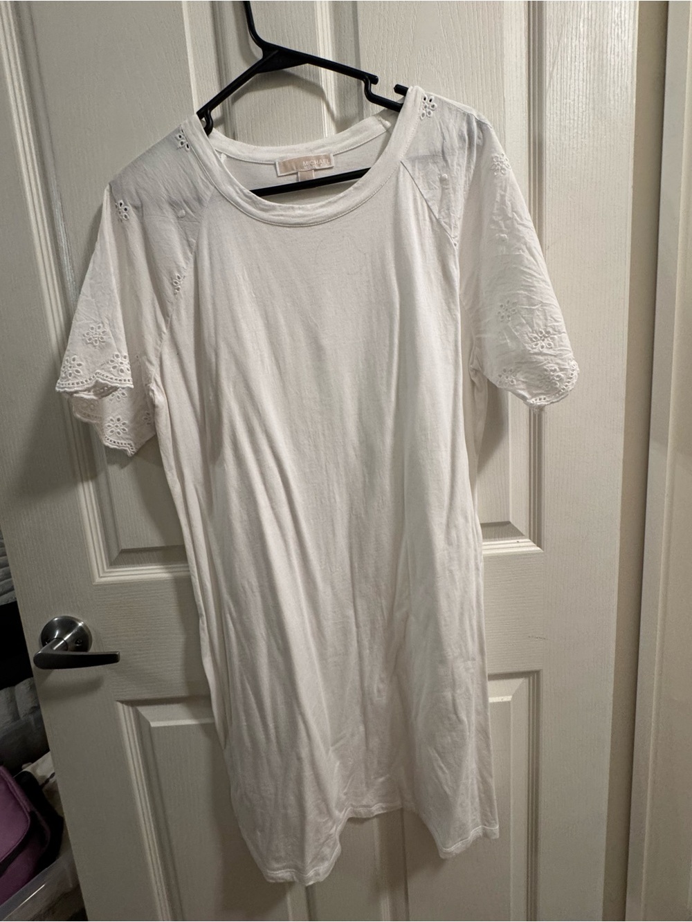 Michael Kors White Eyelet Short Sleeve Shift Dress